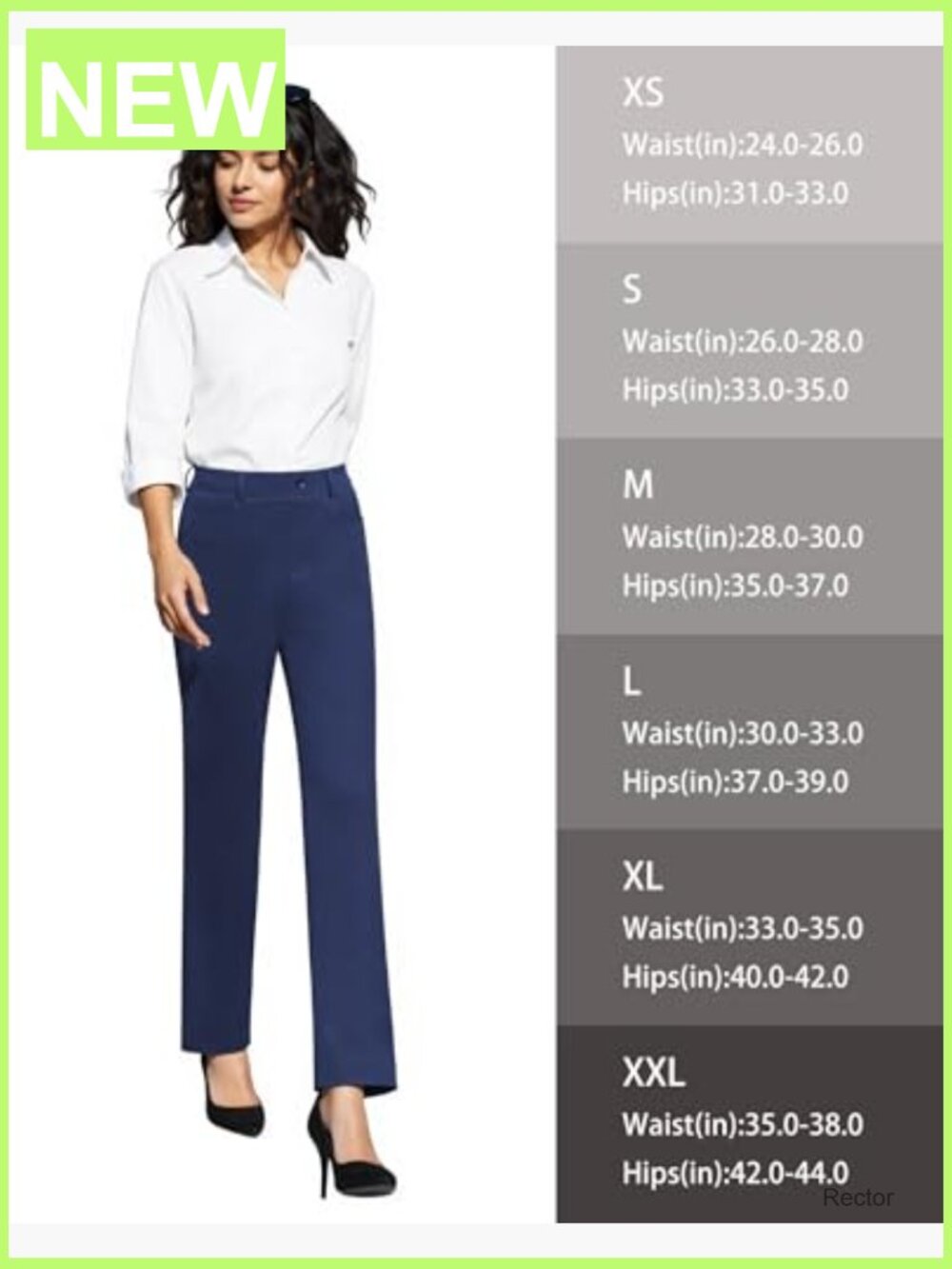 High Waisted Pull On Dress Pants Stretchy Straight Leg Business Trousers with - Picture 5 of 7